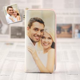 Personalized Photo Leather Wallet - Large