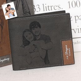 Personalized Photo Men's Black Wallet