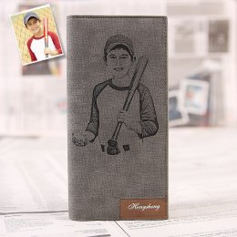 Personalized Photo Wallet Gray