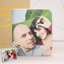 Personalized Photo Genuine Leather Folding Wallet