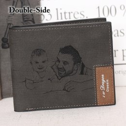 Personalized Double-Side Photo Men's Black Wallet
