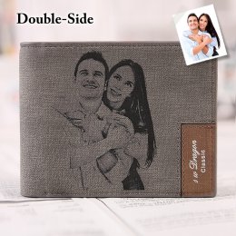 Personalized Double-Side Photo Men's Gray Wallet